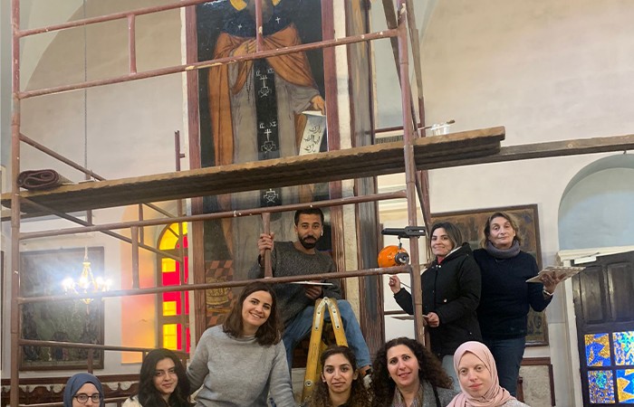 Dar al-Kalima Contemporary Arts Students Restore Murals in Historic Virgin Mary Greek Orthodox Church 