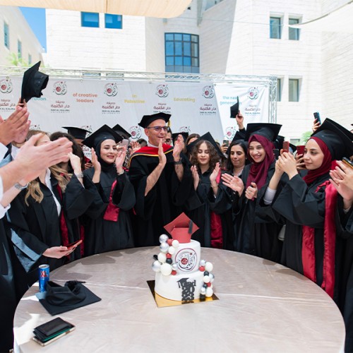 Training of Dar al-Kalima University students for graduation ceremony 2023