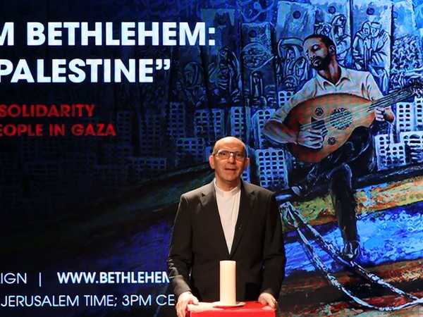 Rev. Prof. Dr. Mitri Raheb, Founder and President of Dar al-Kalima University during a virtual Christmas solidarity campaign